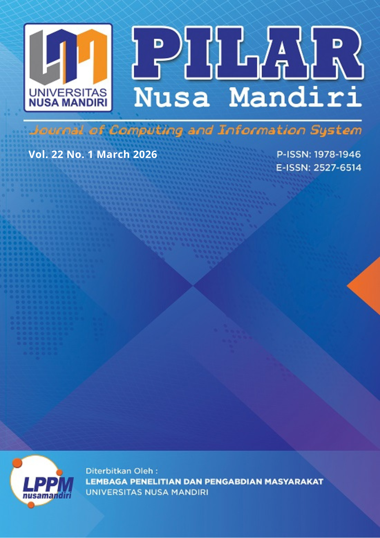 					View Vol. 22 No. 1 (2026): Pilar Nusa Mandiri : Journal of Computing and Information System Publishing Period for March 2026
				